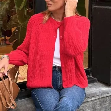 SeeLuNa Crochet Long Sleeve Cardigan Sweater for Women