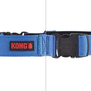 KONG Ultra Durable Padded Comfort Handle Dog Collar (Large, Blue)
