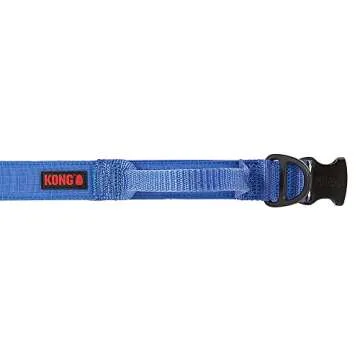 KONG Ultra Durable Padded Comfort Handle Dog Collar (Large, Blue)