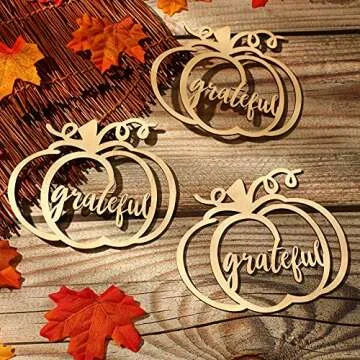 Yookeer 12 Pcs Thanksgiving Pumpkin Wooden Plate Decor for Stunning Table Settings