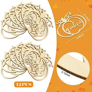 Yookeer Thanksgiving Pumpkin Wooden Plate Decor 12 Pcs