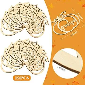 Yookeer Thanksgiving Pumpkin Wooden Plate Decor 12 Pcs