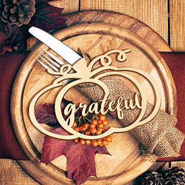 Yookeer Thanksgiving Pumpkin Wooden Plate Decor 12 Pcs