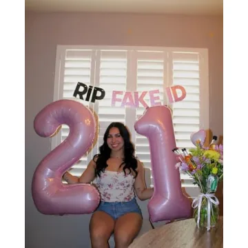 2 Balloon - Pearlescent Pink Birthday Number Balloons, 40 Inch Large Foil Balloons for Men Women Boy...