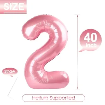 40 Inch Pearlescent Pink Birthday Number Balloon