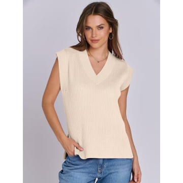 Chic ANRABESS Womens V Neck Oversized Sweater Vest