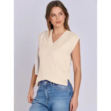 Chic ANRABESS Womens V Neck Oversized Sweater Vest