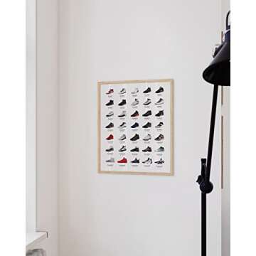 HAUS AND HUES Sneaker Posters for Guys - Michael Jordan Shoes Poster, Sneaker Wall Art Cool Posters for Guys Bedroom, Dope Posters Sneakerhead Room Decor, Shoe Poster Cool Art (12x16 Beige Framed)