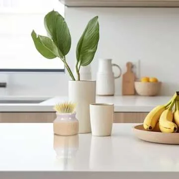 Cocolu Decorative Match Holders with Striker - Set of 2 - Black and White - Handmade Ceramic Matchstick Jars to Light Candles, Incense, or Fireplaces - Kitchen & Bathroom Home Decor