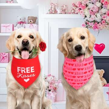 Stylish Gofshy Valentine's Dog Bandanas for Large Dogs