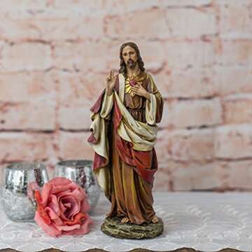 Renaissance Collection Joseph's Studio by Roman 10.25 Inch Tall Sacred Heart of Jesus Figure, Made o...