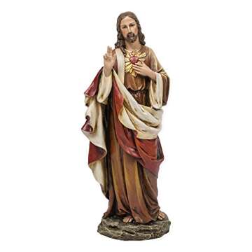 Renaissance Collection Joseph's Studio by Roman 10.25 Inch Tall Sacred Heart of Jesus Figure, Made of Stone Resin and Hand Painted