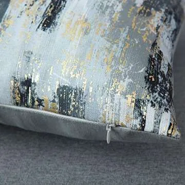 GREAGLE Throw Pillow Covers Cases, Pack of 2, Soft Decorative Luxury Cotton Linen Cushion Covers for Living Room/Couch/Bed/Sofa/Chair/Home Decor Decorations, 18 x 18 (HT004-BK/GD, 45)