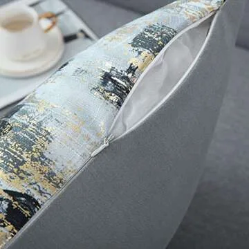 GREAGLE Throw Pillow Covers Cases, Pack of 2, Soft Decorative Luxury Cotton Linen Cushion Covers for Living Room/Couch/Bed/Sofa/Chair/Home Decor Decorations, 18 x 18 (HT004-BK/GD, 45)