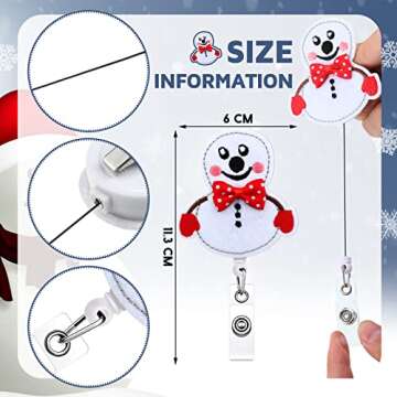 3 Pieces Christmas Badge Reel Set - Cute ID Holders for Nurses & Teachers