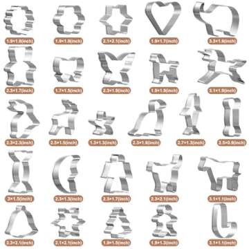 GWHOLE 26 Pcs Cookie Cutter Set, Mini Animal Unicorn Classic Shape Cookie Cutters for Kids Christmas Winter Holiday