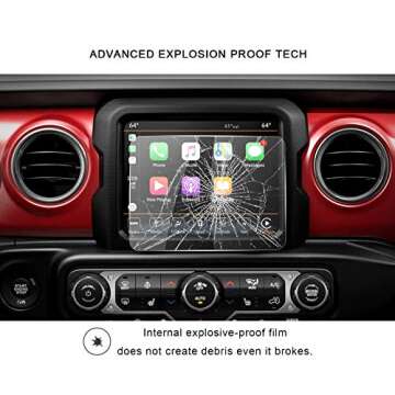 R RUIYA 2018 2019 2020 2021 2022 2023 Wrangler JL Uconnect Touch Screen Protector, HD Clear TEMPERED GLASS Protective Film Against Scratch High Clarity (8.4-Inch)