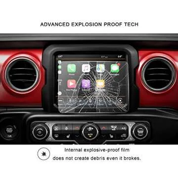 R RUIYA 2018 2019 2020 2021 2022 2023 Wrangler JL Uconnect Touch Screen Protector, HD Clear TEMPERED GLASS Protective Film Against Scratch High Clarity (8.4-Inch)