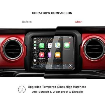 R RUIYA 2018 2019 2020 2021 2022 2023 Wrangler JL Uconnect Touch Screen Protector, HD Clear TEMPERED GLASS Protective Film Against Scratch High Clarity (8.4-Inch)