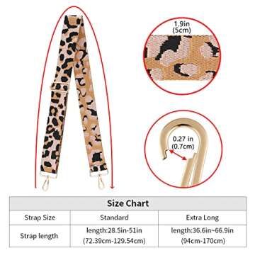 Wide Shoulder Strap Adjustable Replacement Belt Guitar Style Crossbody Bag Handbag Strap Multicolor Canvas Straps(Wide:1.97"(5CM)) (Leopard8)
