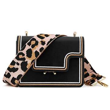 Wide Shoulder Strap Adjustable Replacement Belt Guitar Style Crossbody Bag Handbag Strap Multicolor Canvas Straps(Wide:1.97"(5CM)) (Leopard8)