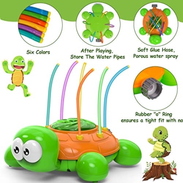 Outdoor Water Sprinkler for Kids Spinning Turtle Fun
