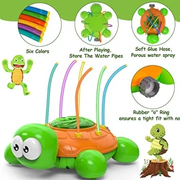 Outdoor Water Sprinkler for Kids Spinning Turtle Fun