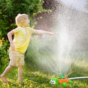 Outdoor Water Sprinkler for Kids Spinning Turtle Fun
