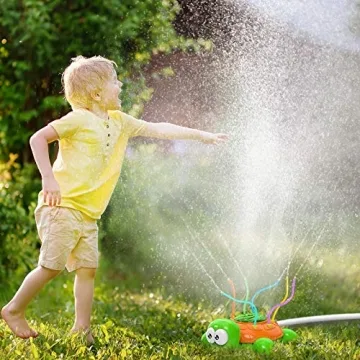 Outdoor Water Sprinkler for Kids Spinning Turtle Fun