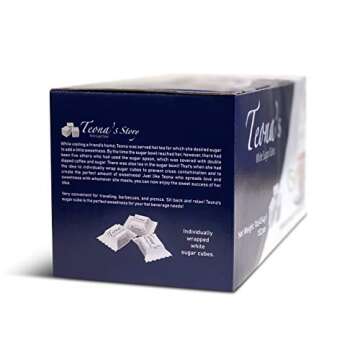 Teona's White Sugar, Individually Wrapped White Sugar Cubes, (152 Cubes) Perfect Sized Sugar Cubes For Tea And Coffee, 1 Pound Box Raw Sugar Cube, Perfect For Entertaining Guest. 100% Beet Root