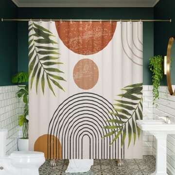 KIBAGA Beautiful Boho Shower Curtain for Your Bathroom - A Stylish 72" x 72" Modern Mid Century Curtain That Fits Perfect to Every Bath Decor - Ideal to Brighten Up Your Bohemian Bathroom at Home