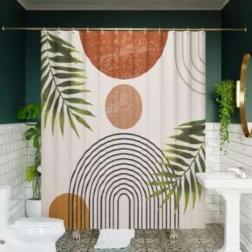 KIBAGA Beautiful Boho Shower Curtain for Your Bathroom - A Stylish 72" x 72" Modern Mid Century Curtain That Fits Perfect to Every Bath Decor - Ideal to Brighten Up Your Bohemian Bathroom at Home
