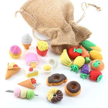 Smart Novelty Food Puzzle Erasers for Kids Party Favors