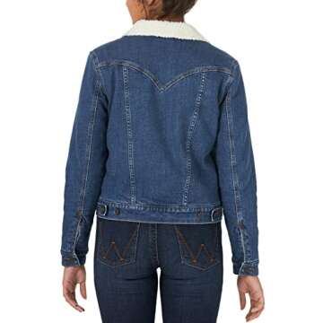 Wrangler Women's Retro Sherpa Lined Jacket, Denim, Large