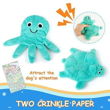 AWOOF No Stuffing Crinkle Squeaky Plush Dog Toys - Cute Animal Themed for Small to Large Dogs & Puppies - Bulk 5 Pack