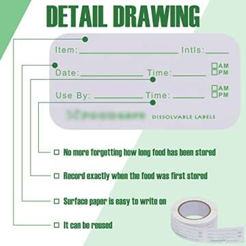 Outus Food Labels - 3000 Washable Expiration Date Stickers