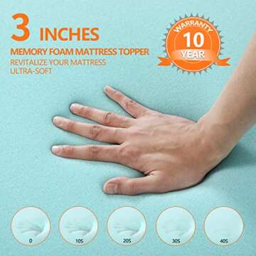 3 Inch Gel Memory Foam Cooling Mattress Topper for Queen Size
