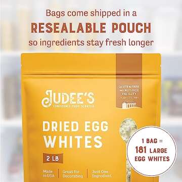 Judee's Gluten Free Dried Egg White Protein Powder - Low Calorie, All Natural, Egg Substitute for Ba...