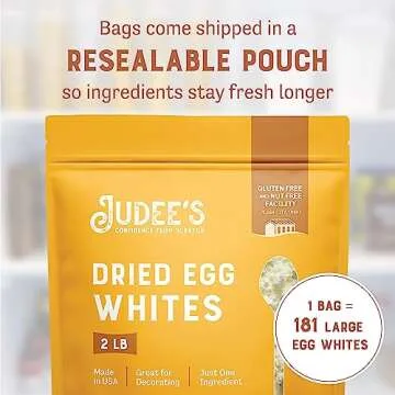 Judee's Gluten Free Dried Egg White Protein Powder - Low Calorie, All Natural, Egg Substitute for Ba...