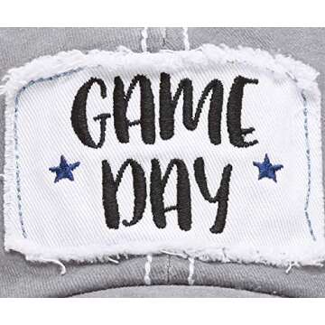 MIRMARU Women’s Baseball Caps Distressed Vintage Patch Washed Cotton Low Profile Embroidered Mesh Snapback Trucker Hat (as1, Alpha, one_Size, Gane Day, Grey)