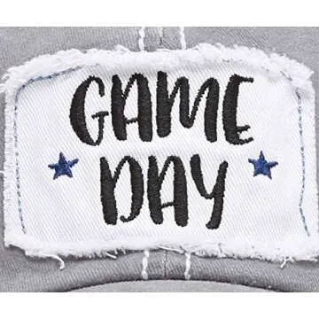 MIRMARU Women’s Baseball Caps Distressed Vintage Patch Washed Cotton Low Profile Embroidered Mesh Snapback Trucker Hat (as1, Alpha, one_Size, Gane Day, Grey)