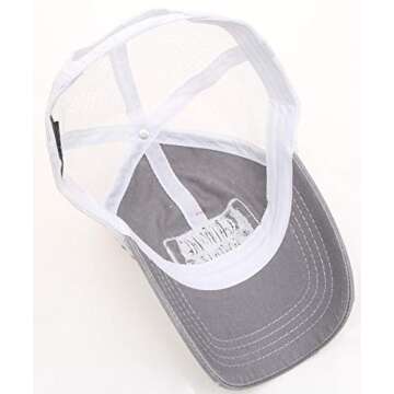 MIRMARU Women’s Baseball Caps Distressed Vintage Patch Washed Cotton Low Profile Embroidered Mesh Snapback Trucker Hat (as1, Alpha, one_Size, Gane Day, Grey)