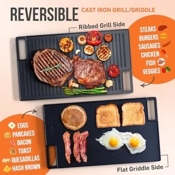 Reversible Cast Iron Griddle Set for All Cooking Needs