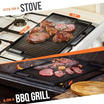 Reversible Cast Iron Griddle Set for All Cooking Needs