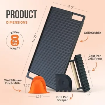 Reversible Cast Iron Griddle Set for All Cooking Needs