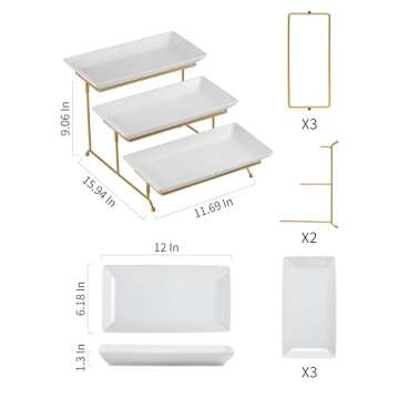 YHOSSEUN Large 3 Tier Serving Tray with Serving Stand, Serving Dishes for Entertaining, Tiered Servi...