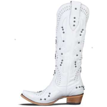 Lane Women's Cossette Western Boot Snip Toe White 11 M