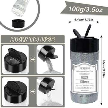 Holographic Ultra Fine Glitter Powder, 100g/3.52oz Extra Fine Epoxy Glitter Flakes Crafts Sequins 1/...