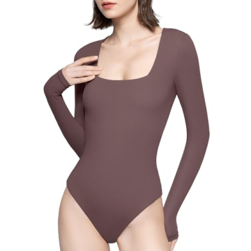 PUMIEY Long Sleeve Bodysuit: Stylish Square Neck Design for Everyday Elegance