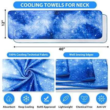 SYOURSELF Cooling Towel, Cooling Towels for Neck,40" x 12"Ice Towel for Instant Cooling Relief, Soft Breathable Chilly Towel, Perfect Yoga, Golf, Sports, Gym, Athletes Towel (1PC-BStarry)